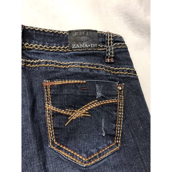 Zana Di Women Jeans Mid Rise Flare Leg Stretch Denim Sz 14 Y2k Vtg Thick Stitch - Picture 4 of 11